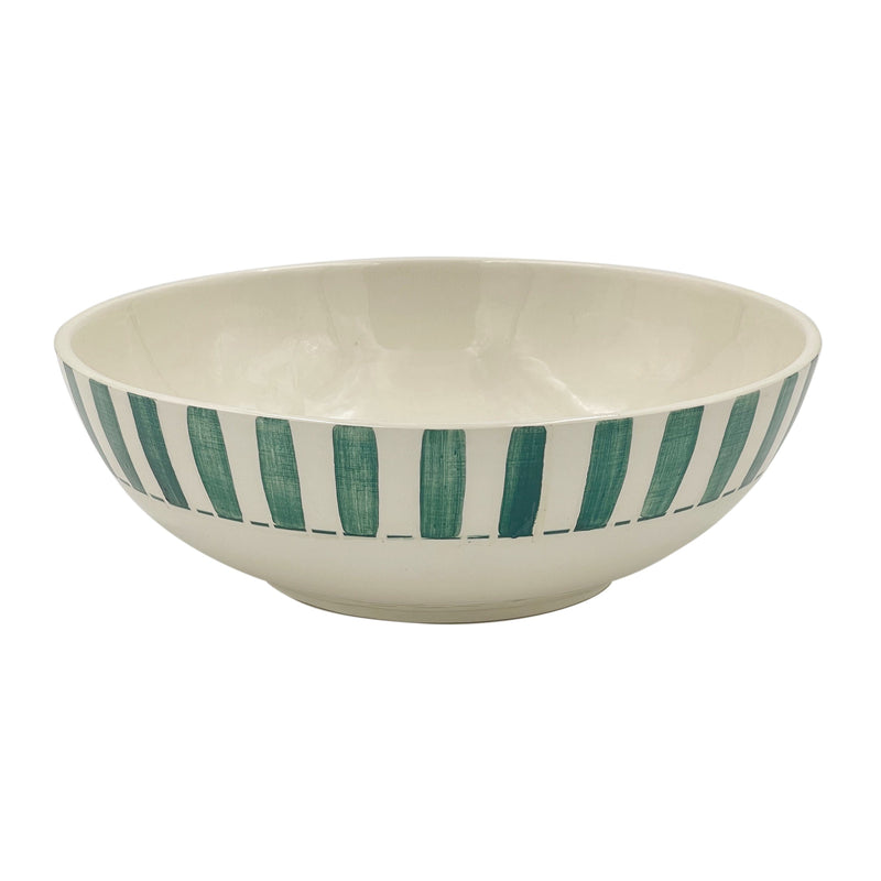 Large Bowl in Green, Stripes