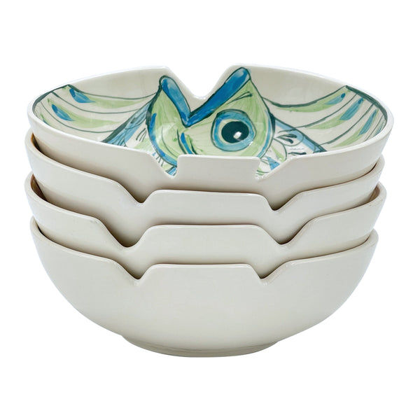 Large Bowl, Green Romina Fish, Set of Four