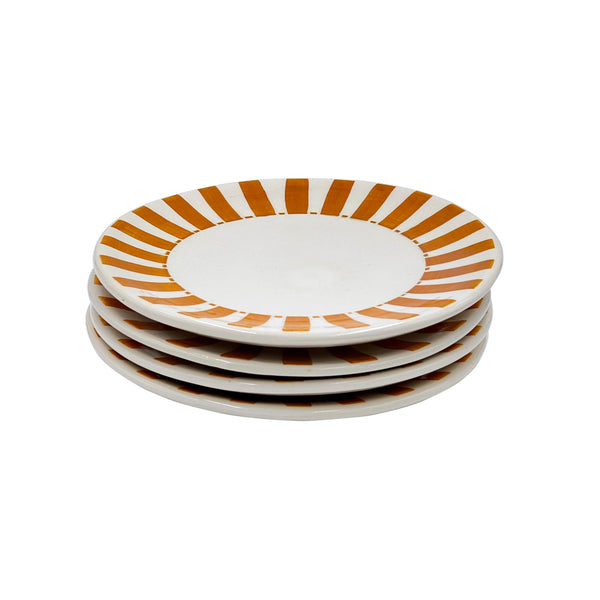 Side Plate in Yellow, Stripes, Set of Four