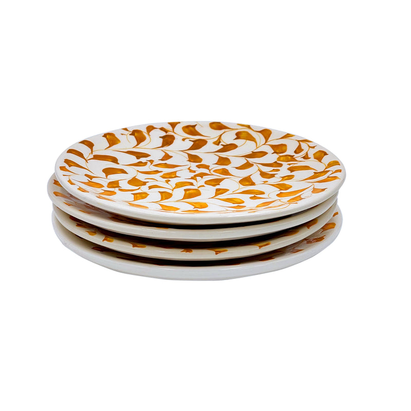 Side Plate in Yellow, Scroll, Set of Four