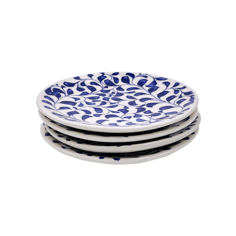 Side Plate in Navy Blue, Scroll, Set of Four