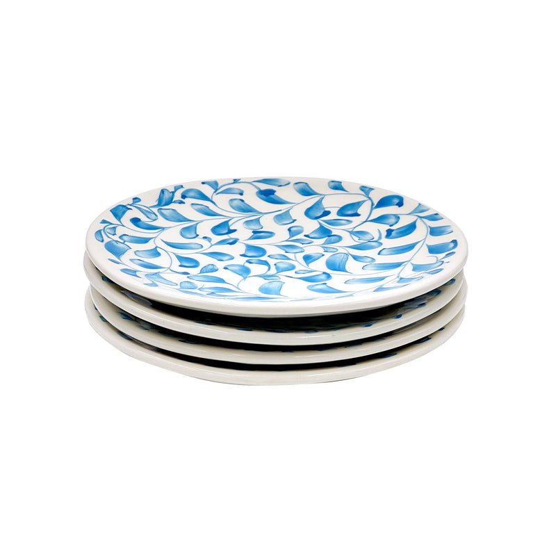 Side Plate in Light Blue, Scroll, Set of Four