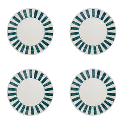 Side Plate in Green, Stripes, Set of Four
