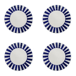 Side Plate in Navy Blue, Stripes, Set of Four