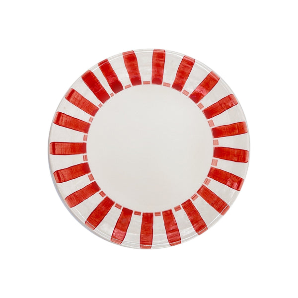 Side Plate in Red, Stripes