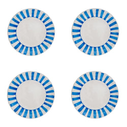 Side Plate in Light Blue, Stripes, Set of Four