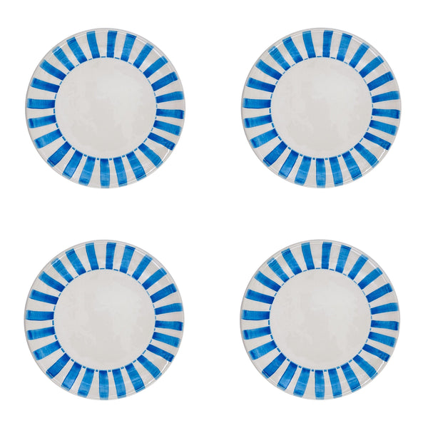 Side Plate in Light Blue, Stripes, Set of Four