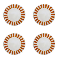 Side Plate in Yellow, Stripes, Set of Four