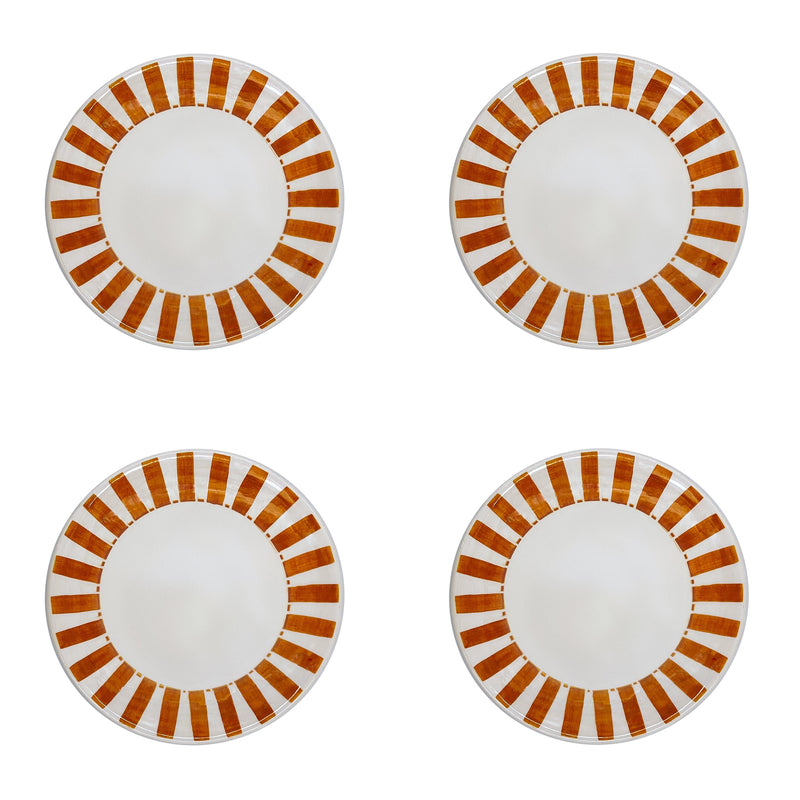Side Plate in Yellow, Stripes, Set of Four