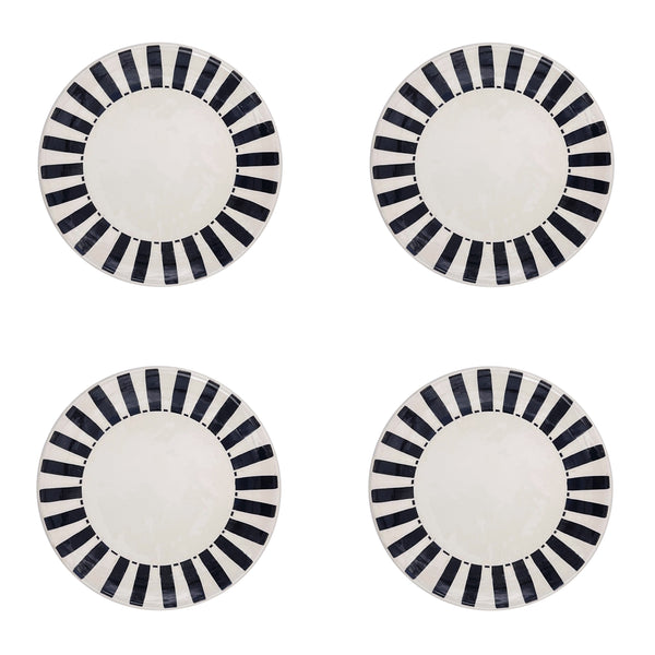 Side Plate in Black, Stripes, Set of Four