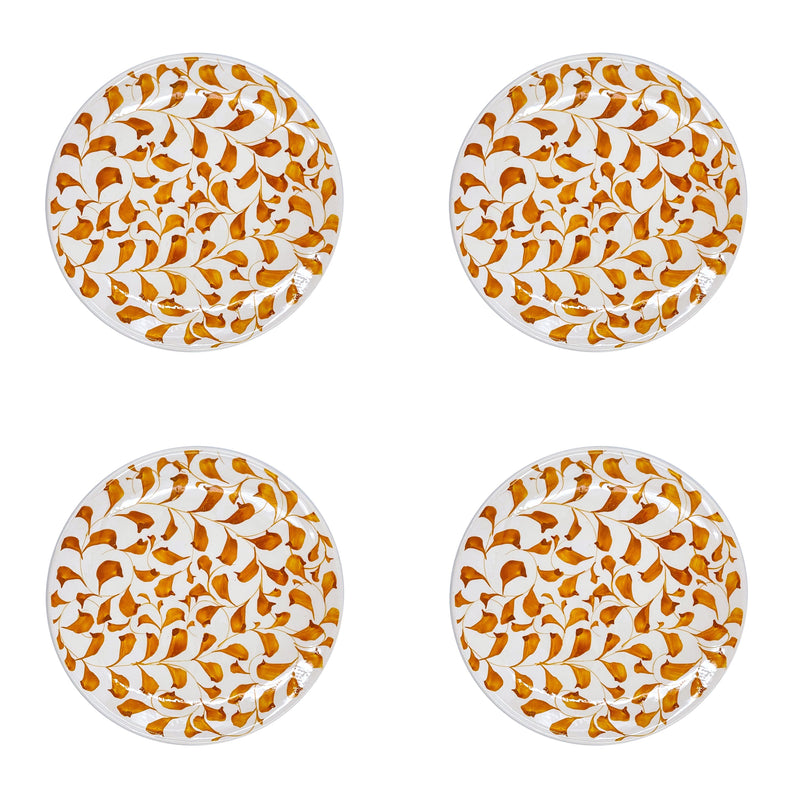 Side Plate in Yellow, Scroll, Set of Four