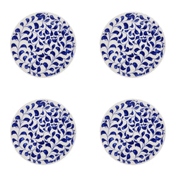 Side Plate in Navy Blue, Scroll, Set of Four