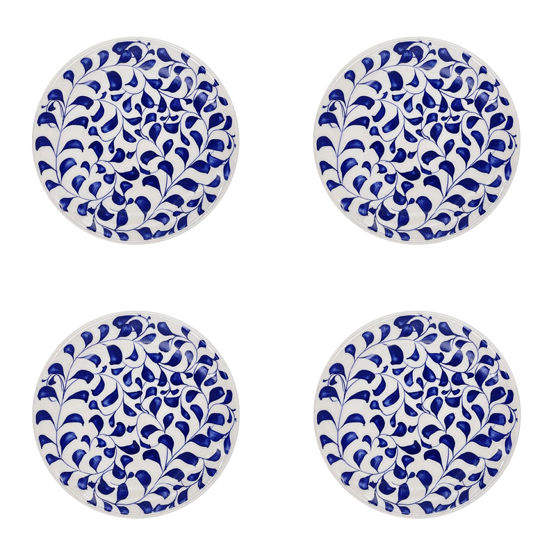 Side Plate in Navy Blue, Scroll, Set of Four