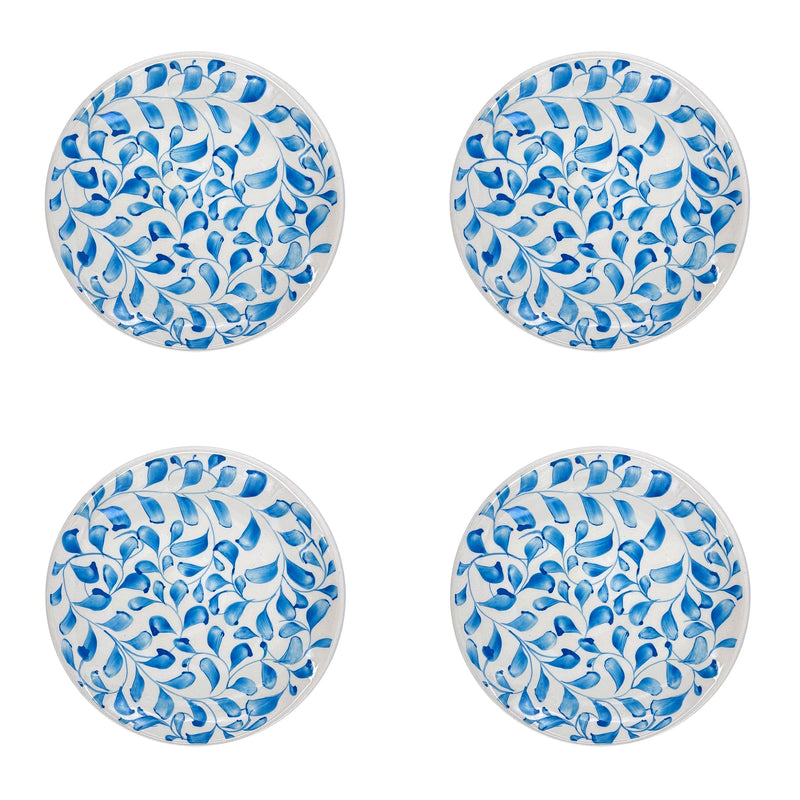 Side Plate in Light Blue, Scroll, Set of Four