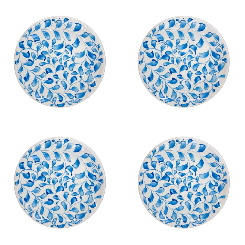 Side Plate in Light Blue, Scroll, Set of Four