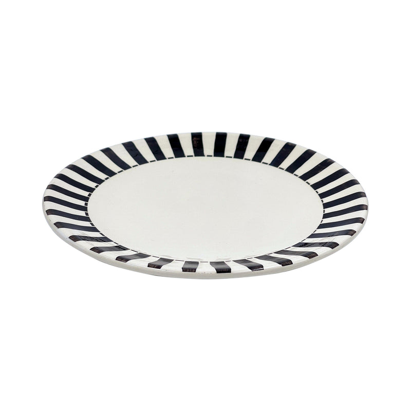 Dinner Plate in Black, Stripes
