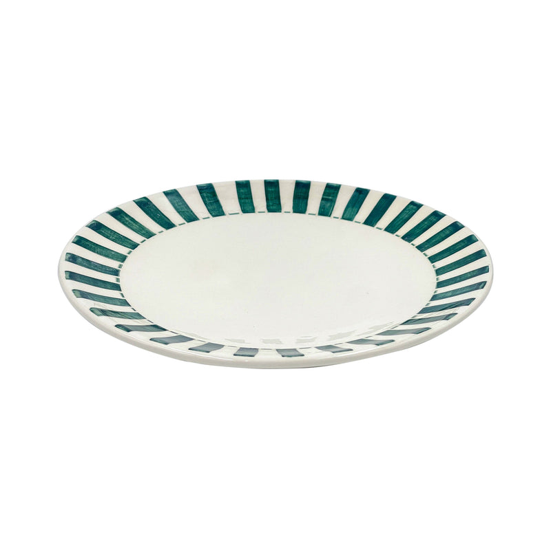 Dinner Plate in Green, Stripes