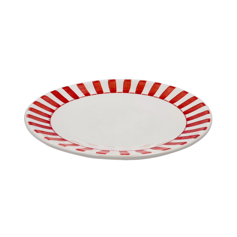 Dinner Plate in Red, Stripes