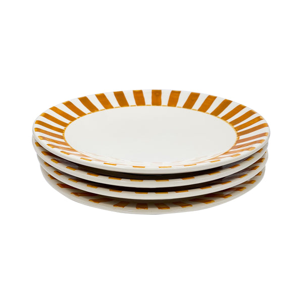 Dinner Plate in Yellow, Stripes, Set of Four