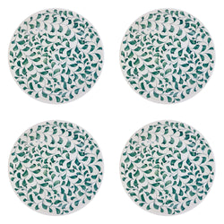 Dinner Plate in Green, Scroll, Set of Four