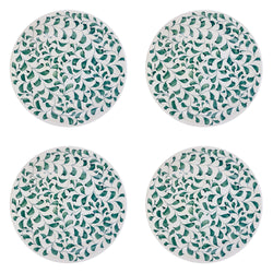 Dinner Plate in Green, Scroll, Set of Four