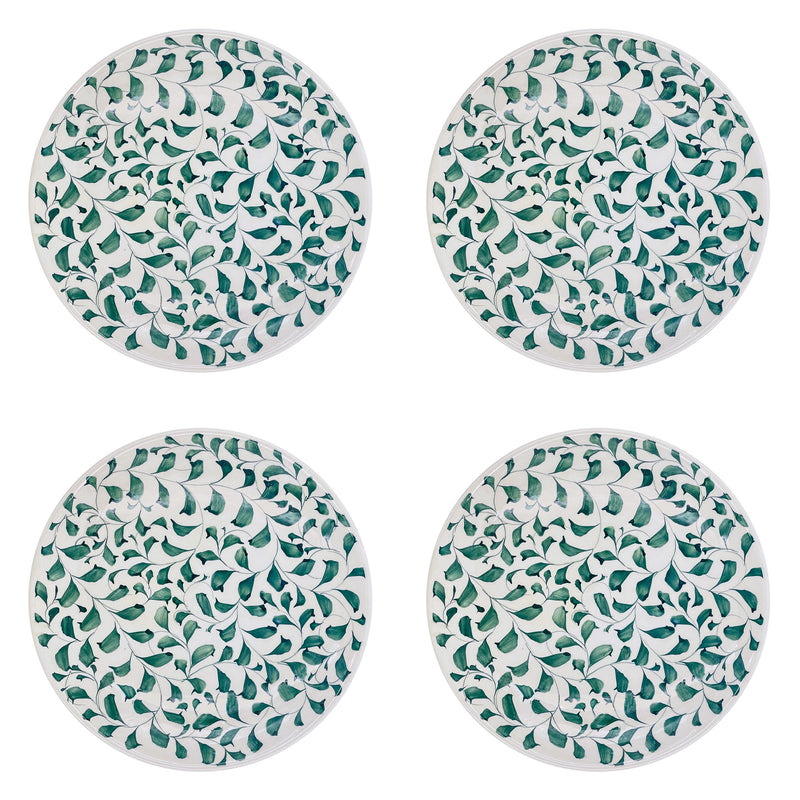 Dinner Plate in Green, Scroll, Set of Four