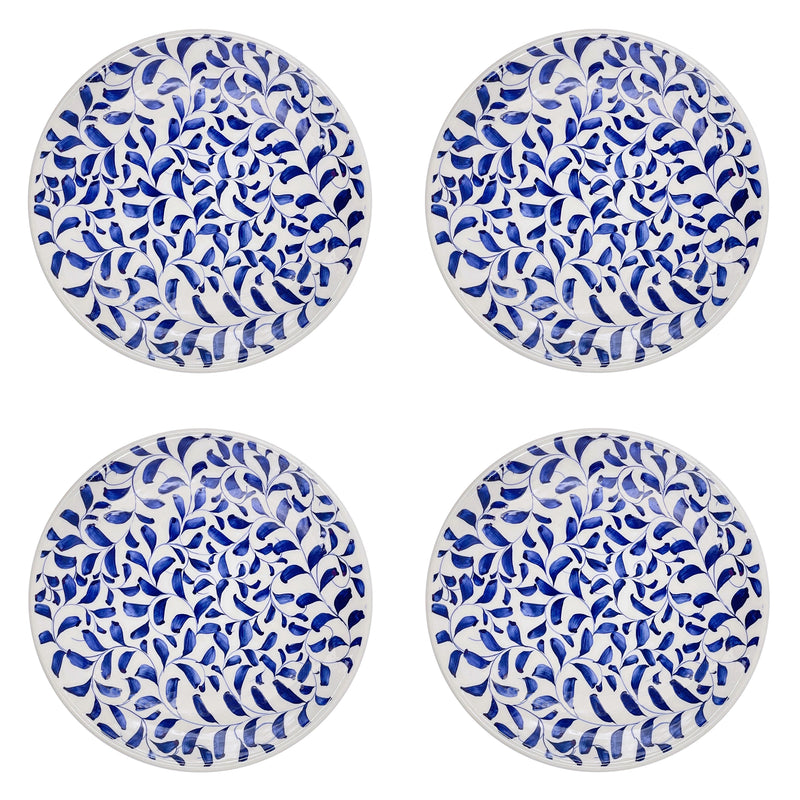 Dinner Plate in Navy Blue, Scroll, Set of Four
