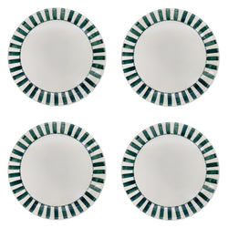 Dinner Plate in Green, Stripes, Set of Four