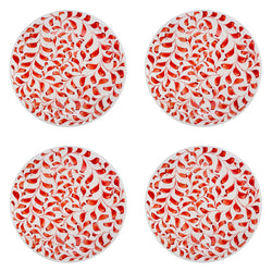 Dinner Plate, in Red, Scroll, Set of Four