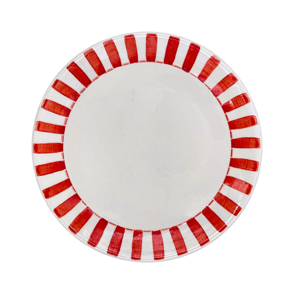 Dinner Plate in Red, Stripes
