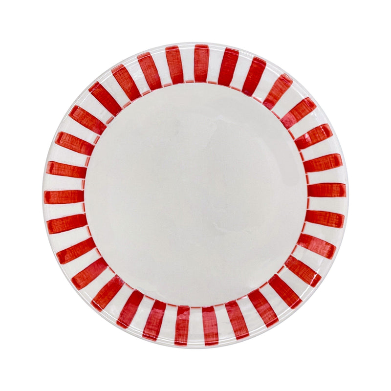 Dinner Plate in Red, Stripes