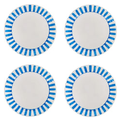 Dinner Plate in Light Blue, Stripes, Set of Four