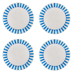 Dinner Plate in Light Blue, Stripes, Set of Four