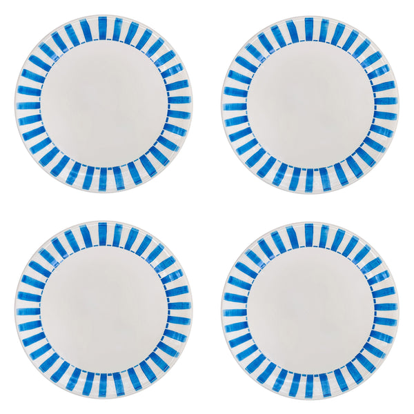 Dinner Plate in Light Blue, Stripes, Set of Four