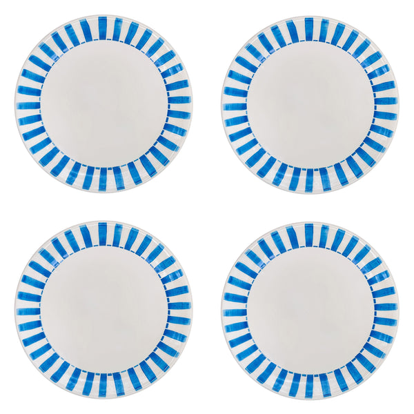 Dinner Plate in Light Blue, Stripes, Set of Four