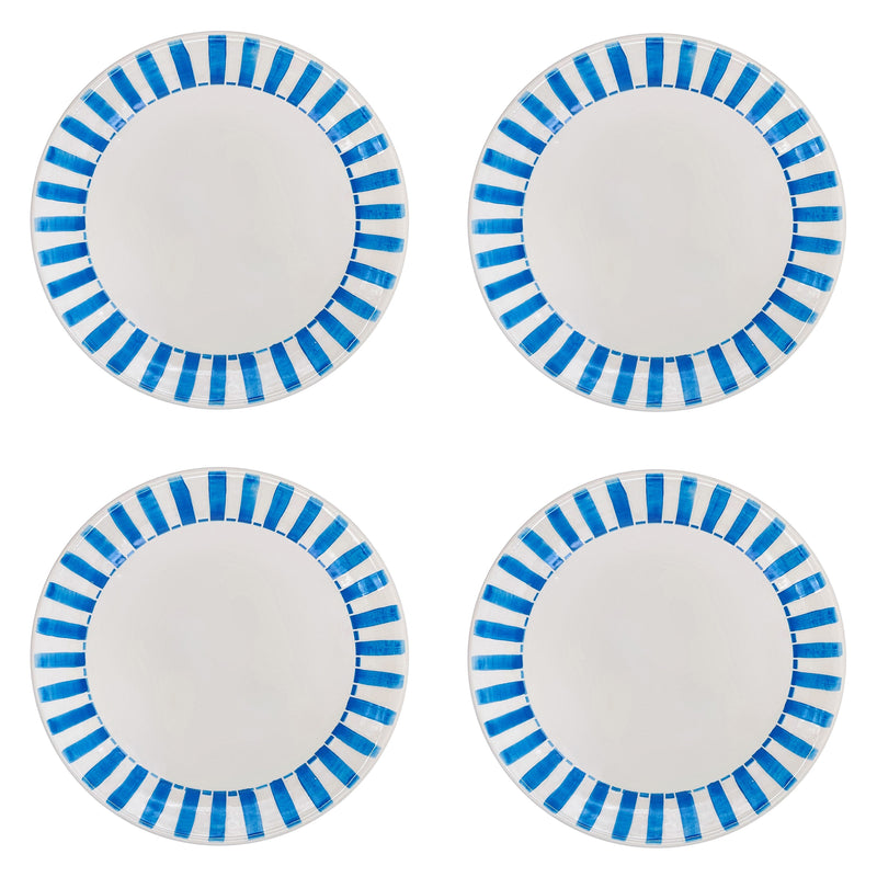 Dinner Plate in Light Blue, Stripes, Set of Four