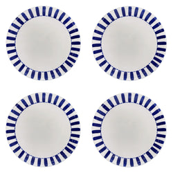 Dinner Plate in Navy Blue, Stripes, Set of Four