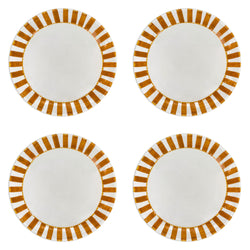 Dinner Plate in Yellow, Stripes, Set of Four