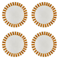 Dinner Plate in Yellow, Stripes, Set of Four