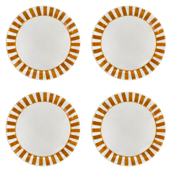 Dinner Plate in Yellow, Stripes, Set of Four