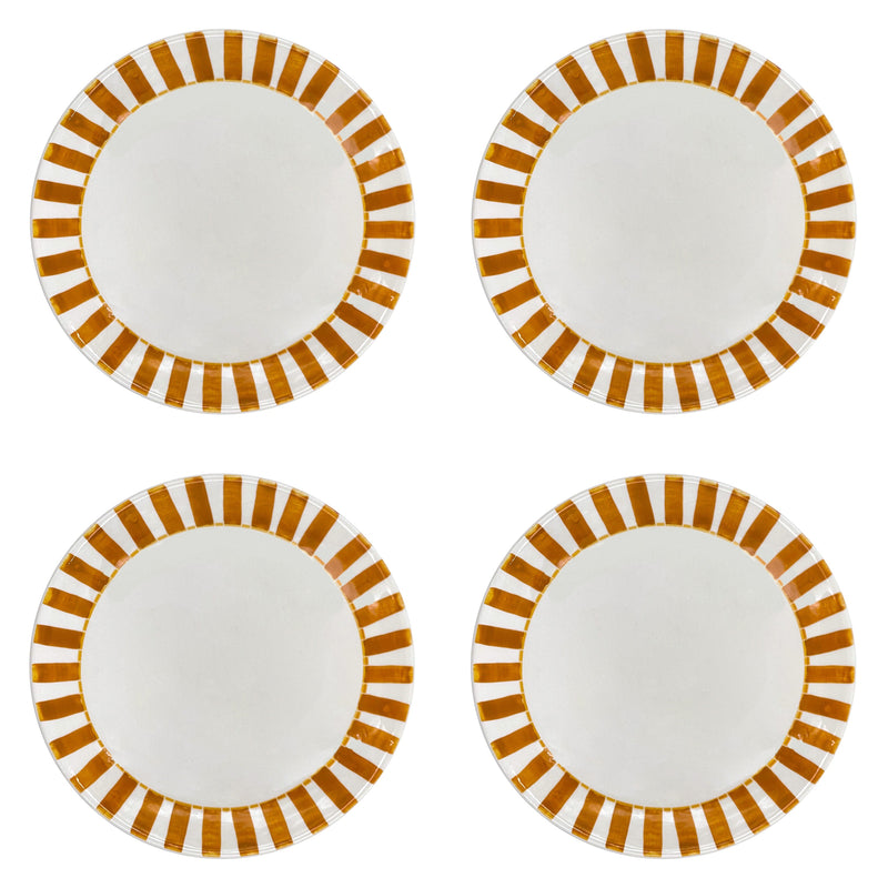 Dinner Plate in Yellow, Stripes, Set of Four