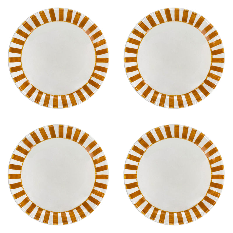 Dinner Plate in Yellow, Stripes, Set of Four