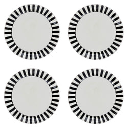 Dinner Plate in Black, Stripes, Set of Four