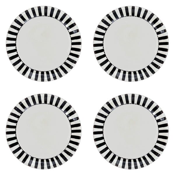 Dinner Plate in Black, Stripes, Set of Four