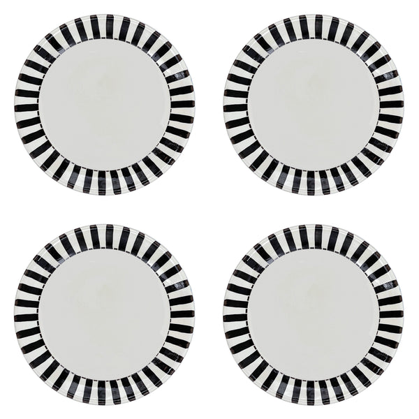Dinner Plate in Black, Stripes, Set of Four