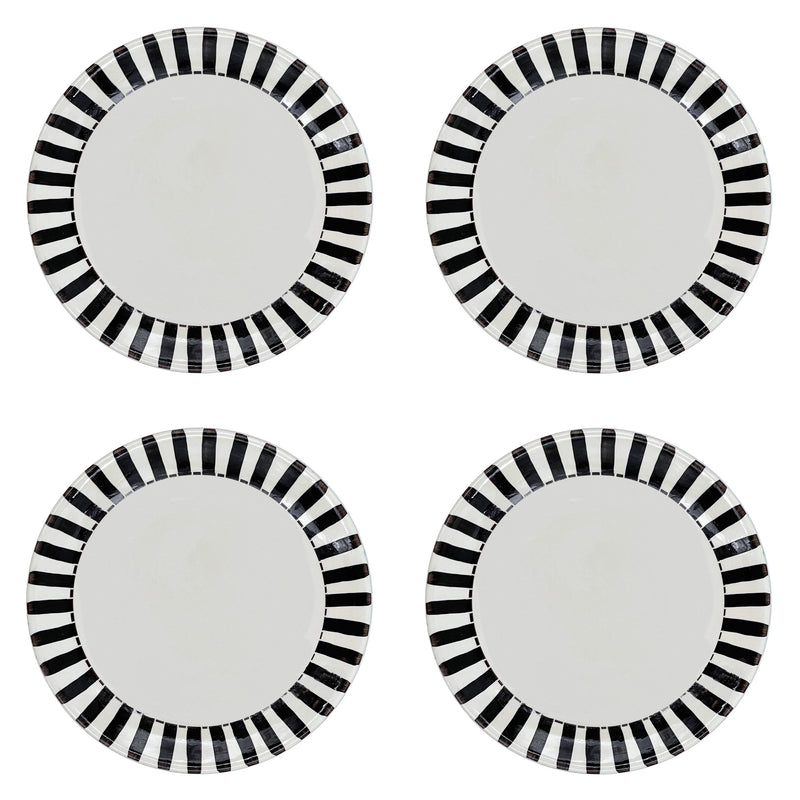 Dinner Plate in Black, Stripes, Set of Four
