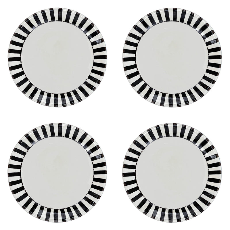 Dinner Plate in Black, Stripes, Set of Four