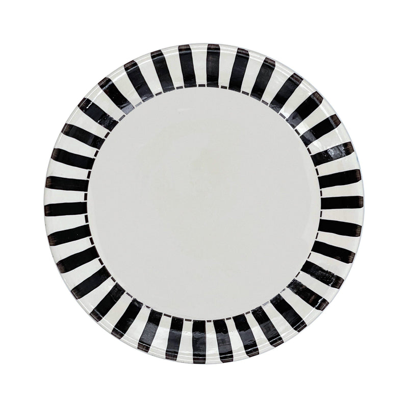 Dinner Plate in Black, Stripes