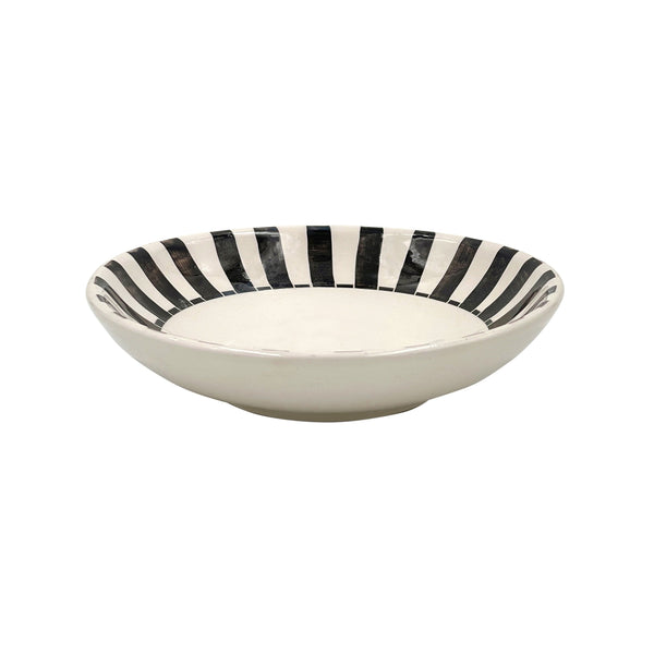 Pasta Bowl in Black, Stripes