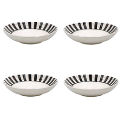 Pasta Bowls 20cm in Black, Stripes, Set of Four